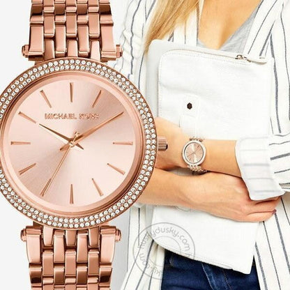 MK Darci Rose Gold Diamond Case Women's Watch for Girl or Woman Rose Gold Dial MK3192