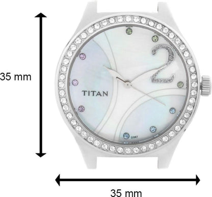 Titan Multi Color Dial Watch For women's 9744SL03 With Diamond Case White Leather Gift Watch For Woman