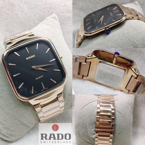 Rado Square Black Dial Gold Men's Watch For Man Party Gift Rd-Sq-39