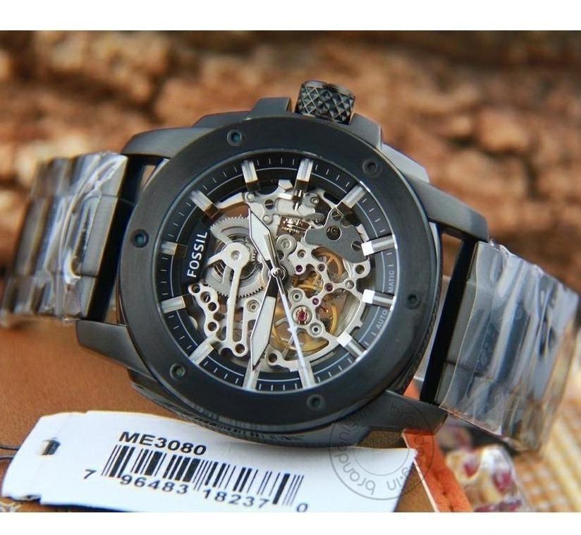 Fossil Skeleton Black Chronograph Automatic Mens Watch Me3080(Shine) Formal Casual Metal Watch For Man