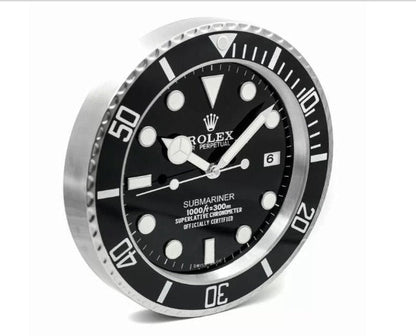 Rolex Wall Clock Quartz Analog Silver And Black Color With Black Dial Dated Inspired By GMT Master II Clock For Wall decording Clock- Classy Look Clock For Home Decor Wall RLX-WC-111