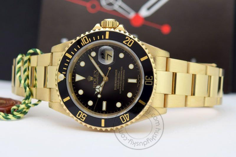 ROLEX Submariner Automatic Gold Black Dial Metal Mens Watch for Man Rlx-Sub-GB