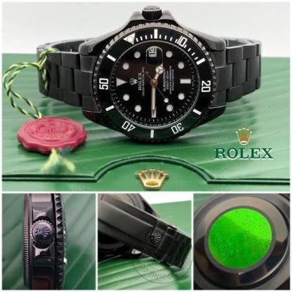 ROLEX BLACK Submarine Automatic Black Strap Men's Watch For Man RLX-BLK Black Dial Gift Watch