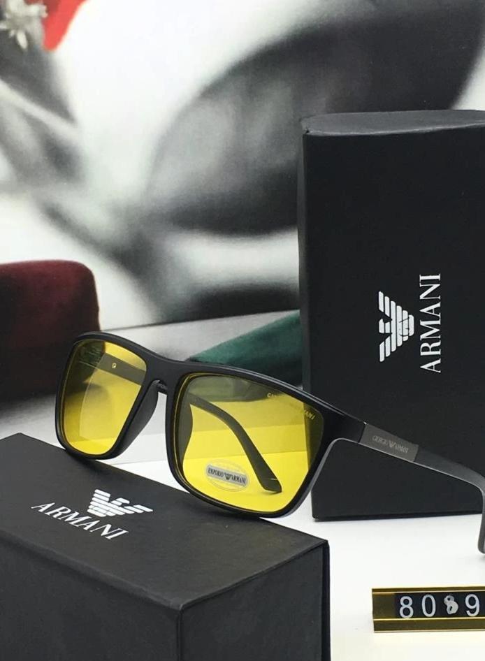 Armani Branded Yellow Glass Men's Sunglass For Man ARM-96 Black Frame Gift Sunglass