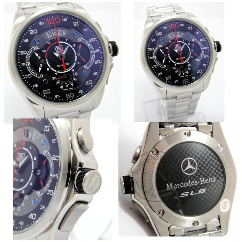Tag Heuer Mercedes Benz SLS 100 Diagno Black Dial Silver Metal Chronograph Mens Watch for Man - Gift