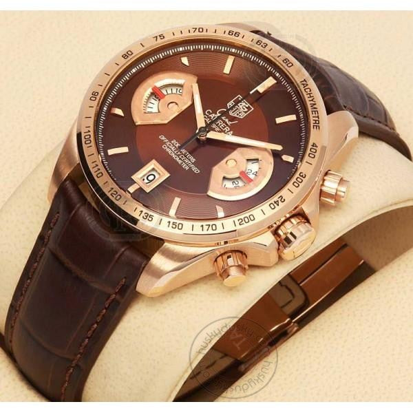 Tag Heuer CR7 Diagno Brown Chronograph Multi Dial Leather Mens Watch TAG-CAR1229 Watch for Man - Gift