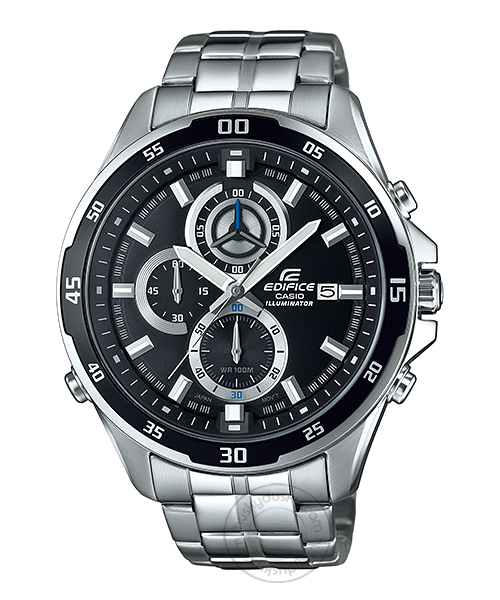 Casio Edifice EFR-547D-1AV Illuminator Metal Chronograph Silver Color Black Dial Men's Watch