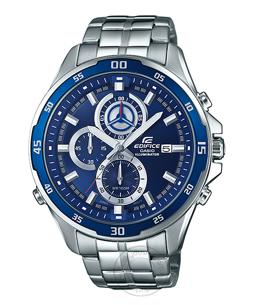 Casio Edifice EFR-547D-2AVUDF Illuminator Metal Chronograph Silver Color Blue Dial Men's Watch