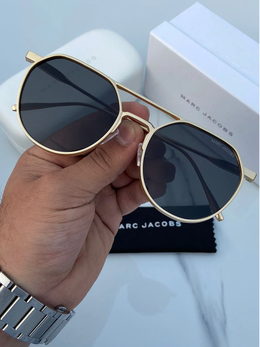 Marc Jacobs Latest Design Heavy Material Black Shade With Golden Frame Sunglass For Men's MJ-112