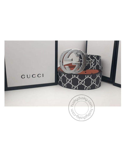 Gucci Multi Color Leather Men's Women's GC-SB-08 Waist Belt for Man Woman or Girl Silver Circle GG Buckle Gift Belt