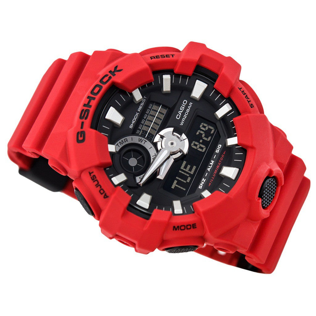 Casio G-Shock Analog Digital Red Belt Men's Watch For Man With Black Dial Gift Watch G716