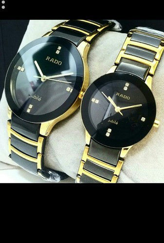 Rado Ceramic White Couples Dated Black Dial Color Black Ceremic Multicolor Strap RD-CPL-12 Luxury Watch For Couples Watch- Best For Couples