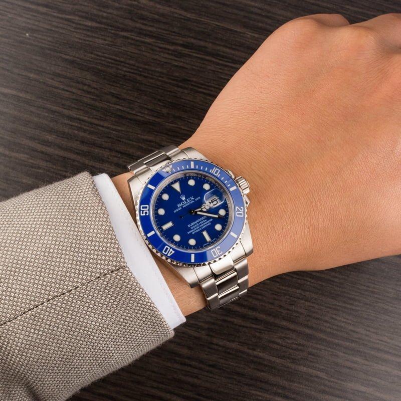 Rolex Submariner Automatic Silver Blue Dial Metal Men's Watch for Man RLX-BLUE-SUB