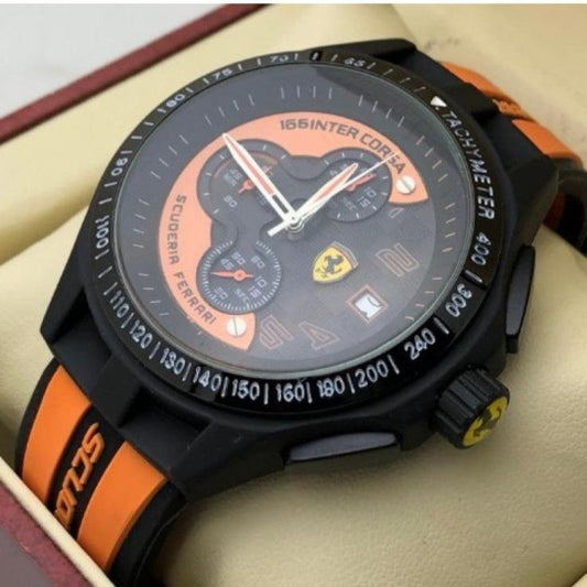 Ferrari Scuderia Orange and Black Chronograph Men's Watch FRS-963-Best Gift